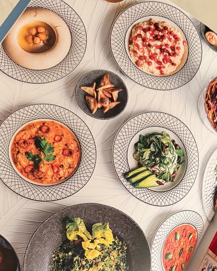 Inside the book: A table of Lebanese mezze seen from above