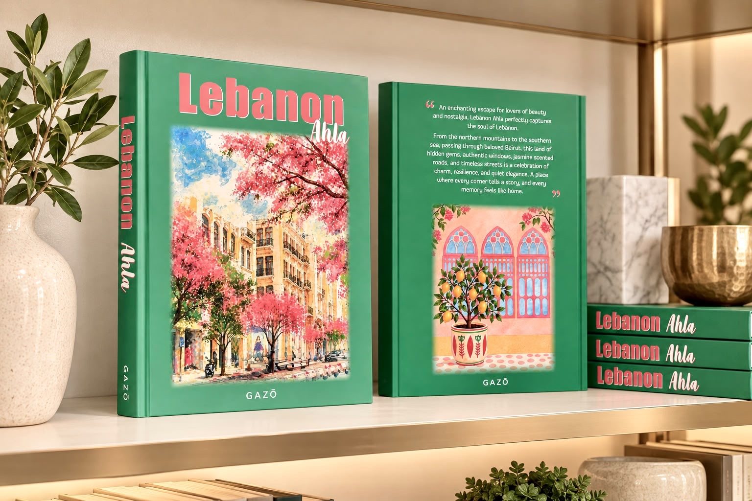 Lebanon Ahla displayed on a bookshelf